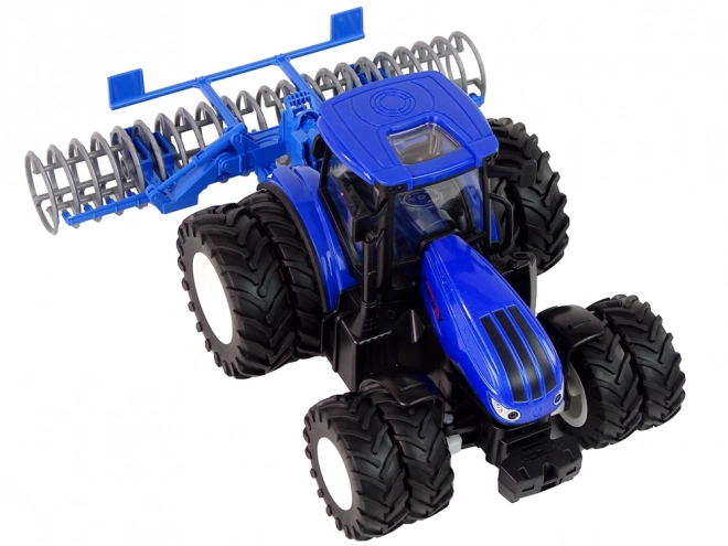 Remote Control Blue Tractor with Disc Harrow