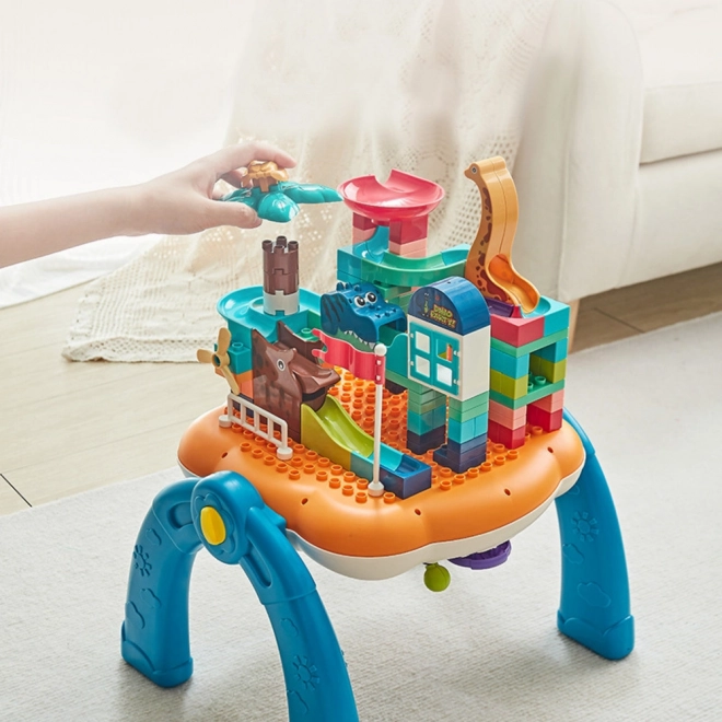Interactive Educational Table 2-in-1 with Block Board Blue