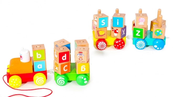 Wooden Train with Alphabet Blocks by Ecotoys