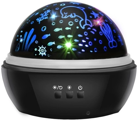 Night Light Projector - Starry Sky & Ocean Depth – Black