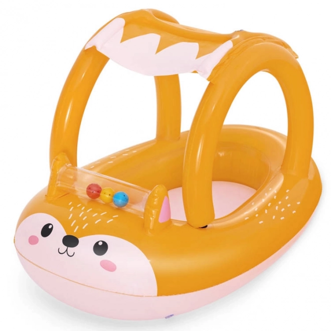 Inflatable Fox Boat for Kids 3+ with Canopy and Sensory Rattle