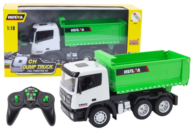 remote controlled green dump truck