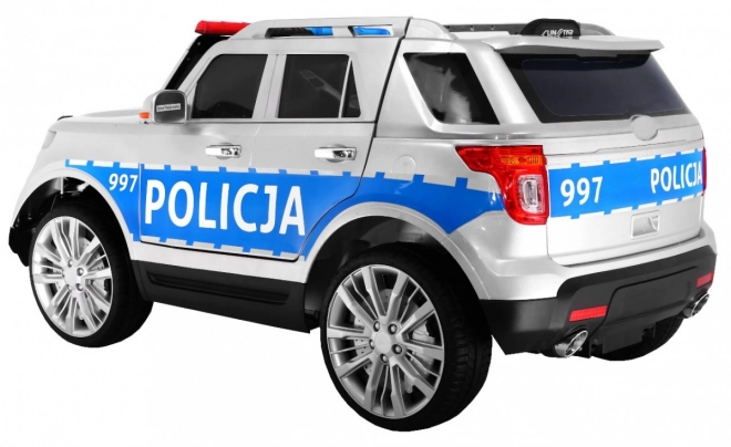 Children's Police SUV Car with Battery + Sirens + Lights + Megaphone + Remote Control + Slow Start + EVA + Stickers