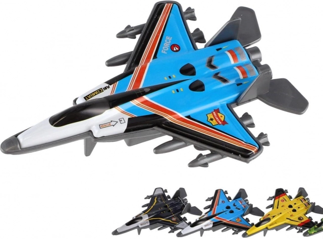 Set of 4 fighter jets with metal body and pull-back action, assorted colors, 10 cm