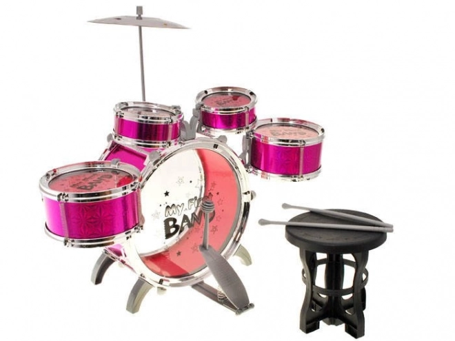 5-Piece Drum Set with Stool – pink