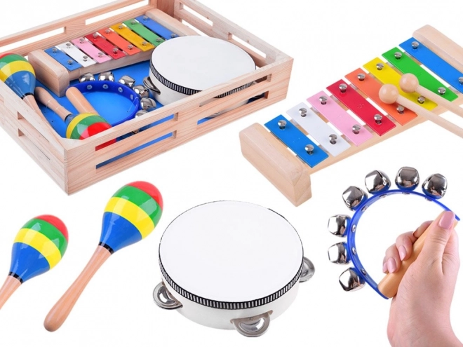 Colorful Wooden 4-in-1 Instrument Set for Kids