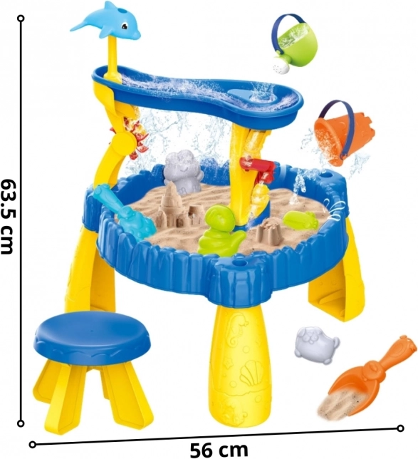 Woopie XL Water and Sand Table with 2in1 Chair Dolphin 12 El.
