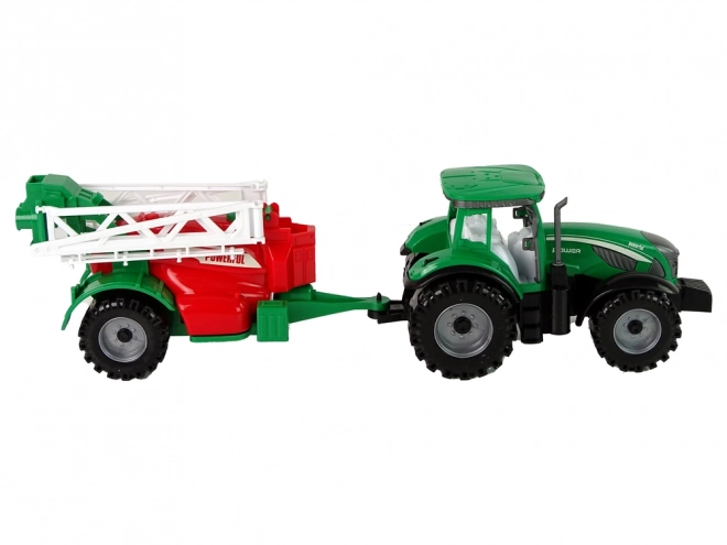 Green Tractor with Red-Green Sprayer Friction Powered