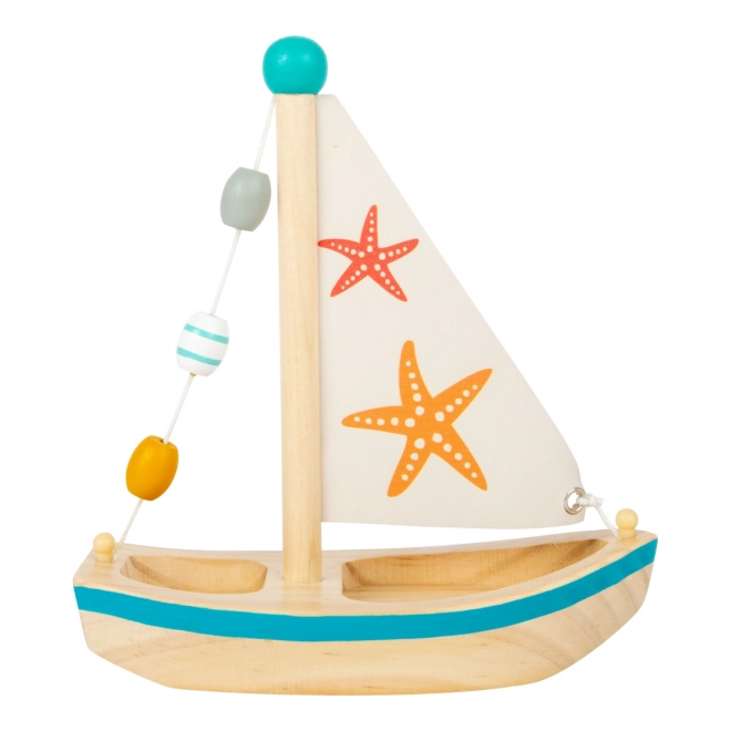 Small Foot Wooden Sailing Boat Toy with Starfish Design