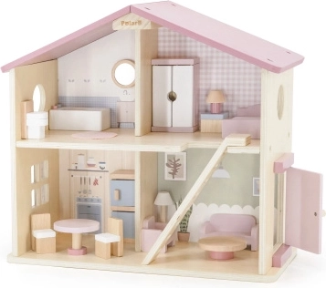 Houten poppenhuis PolarB van VIGA, 17 delen