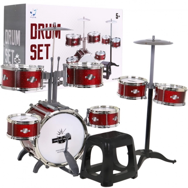 Children's Drum Set with Stool and Cymbals