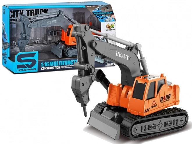 Toy Excavator with Movable Arm and Drill 1:16