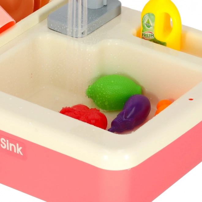 Toy Kitchen Sink Set with Accessories Pink