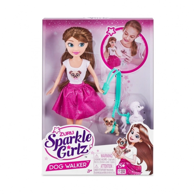 Sparkle Girlz Dog Walker Doll Set