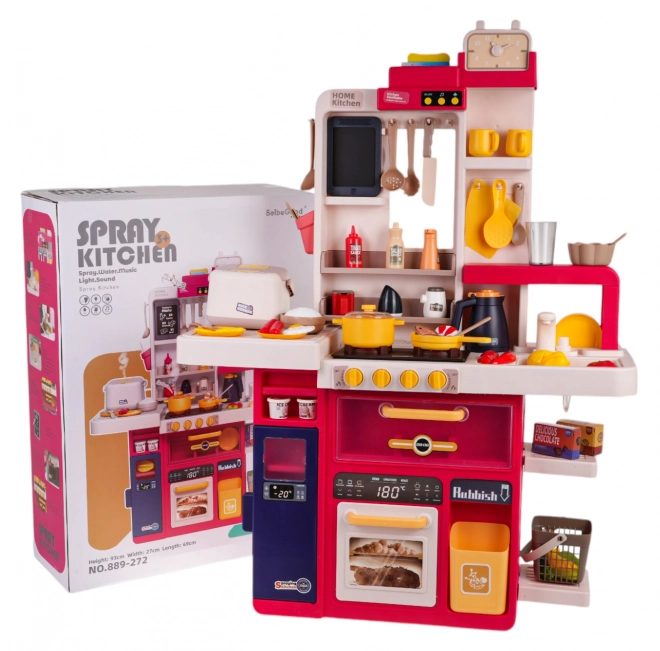 interactive kitchen playset with lights, sound, and water features