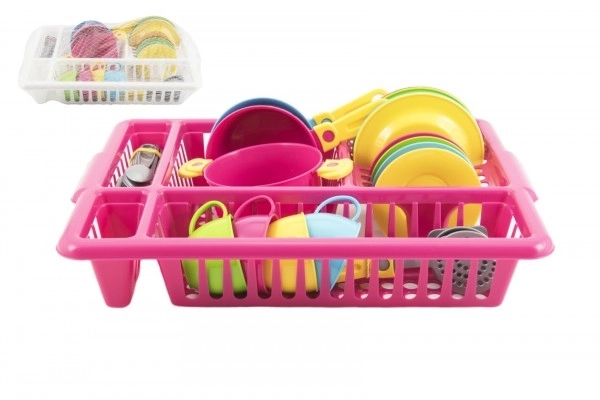 Dishware Set with Drainer – Pink