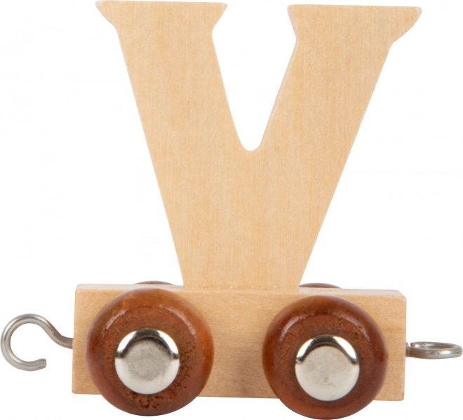 Wooden Train Car Letter V