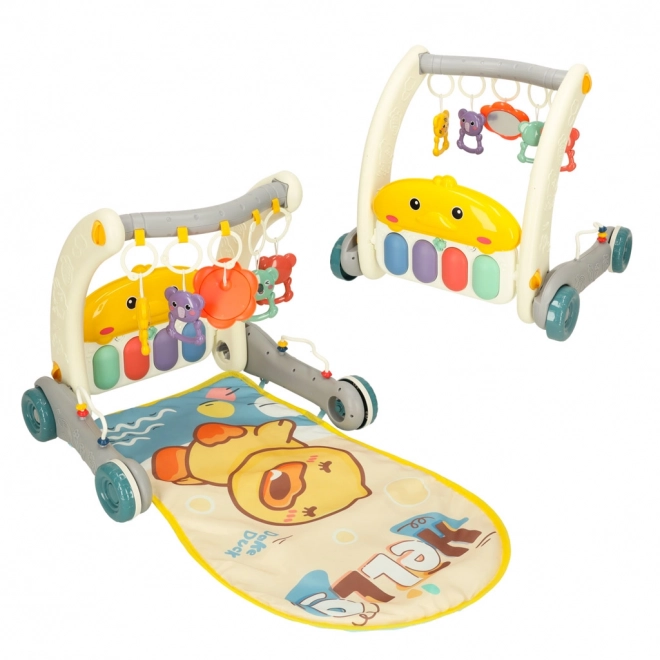 Educational Play Gym and Walker with Piano 2-in-1 Gray