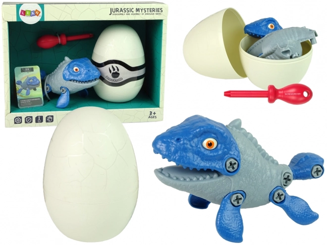 Dinosaur Mosasaur DIY Set with Egg and Screwdriver Blue