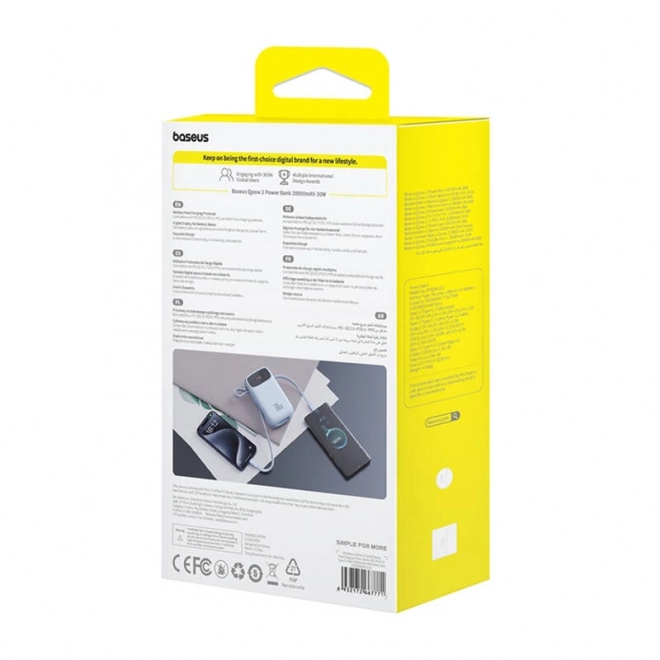 Powerbank Baseus QPow2 20000mAh 30W 2 porte USB-C blu