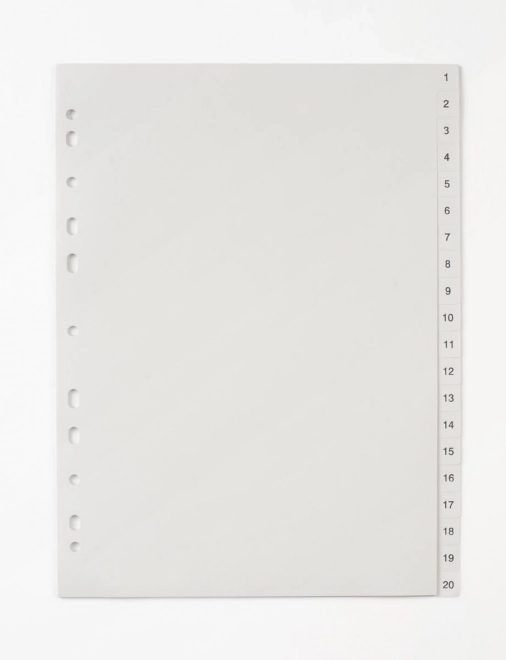 Document Divider A4 with Tabs 1-20