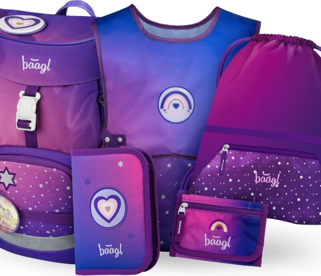 Set Scuola Cavalli Cuore: zaino, astuccio, sacca, grembiule, portafoglio