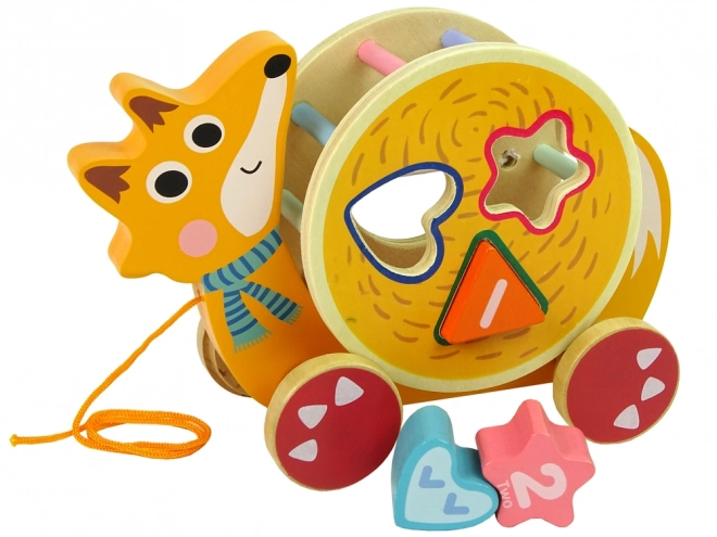 Fox Wooden Pull-Along Shape Sorter Blocks Toy