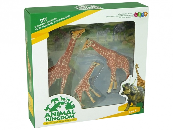 Giraffe Family Educational Figures with African Background