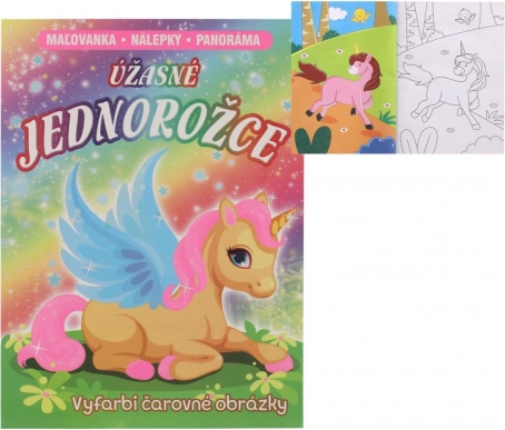 Coloring Books and Sticker Panorama Amazing Unicorns
