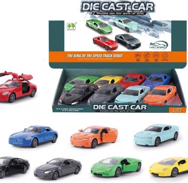 Metalen sportwagen met openslaande deuren