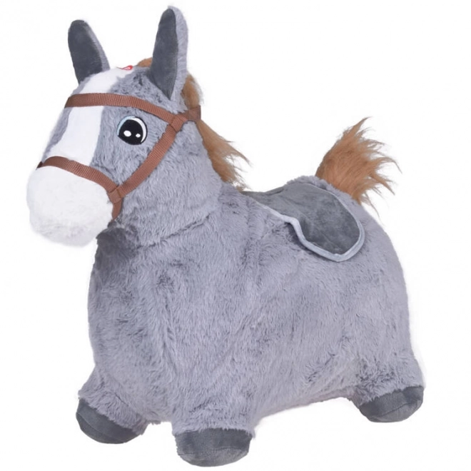 Inflatable Plush Riding Horse for Kids – Grey