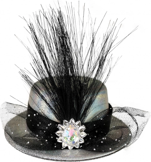 Elegant Silver Mini Hat with Decoration