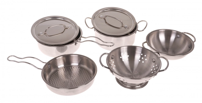 Metal Pot Set for Kids with Apron and Accessories