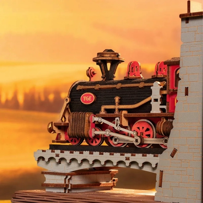 Wooden Steampunk Train Bookend 3D Puzzle