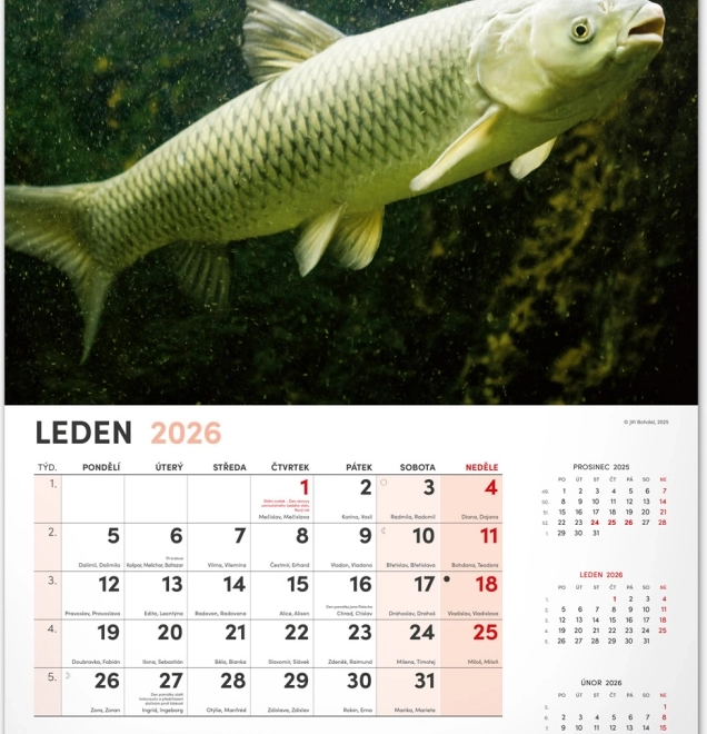 Calendrier mural de pêche 2026