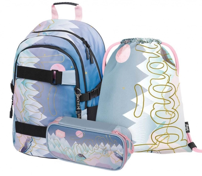 Baagl Skate Moon School Backpack Set