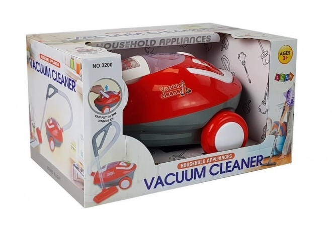 Large Red and White Battery-Powered Toy Vacuum Cleaner with Sound