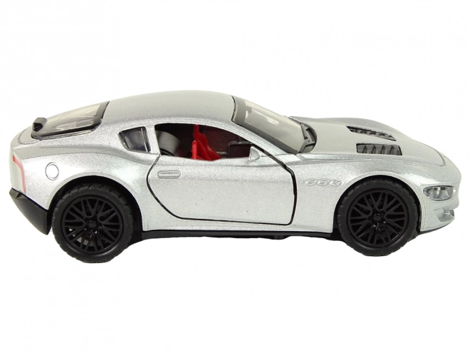 Silver Toy Car with Friction Drive, Lights, and Sounds