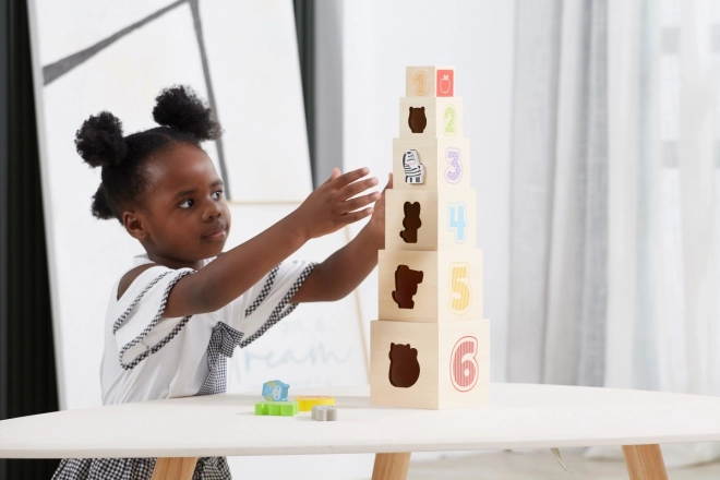 Wooden Stacking Blocks with Animals and Train