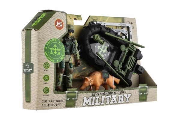 Military Adventure Playset with Boat, Soldier, and Dog