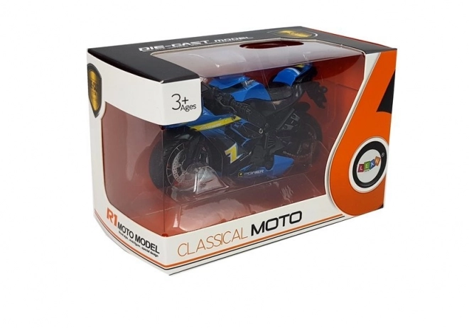 Blue Friction Powered Motorcycle with Sound 1:14 Scale