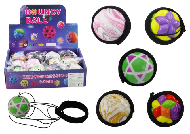 Colorful Bouncing Ball with Strap 6cm