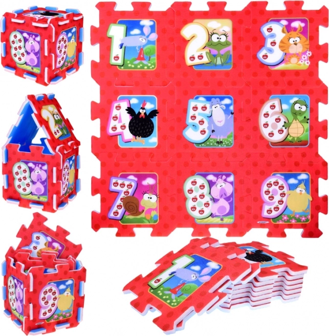 Foam puzzle animals and numbers – children's play mat 93 × 93 cm