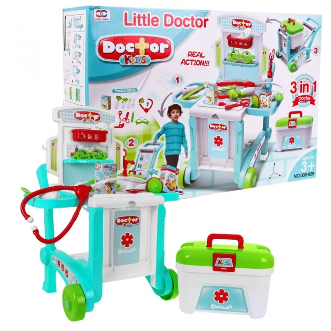 Portable Children's Medical Playset with Suitcase and Cart