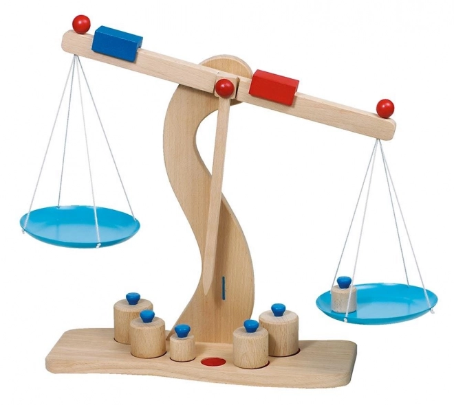 Wooden Scale with Metal Pans