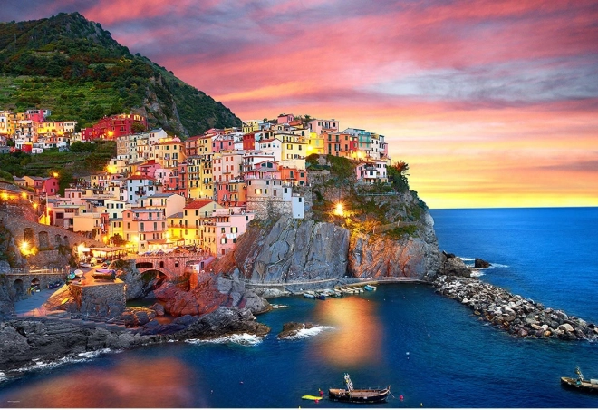 Puzzel Manarola bij schemering Italië 2000 stukjes