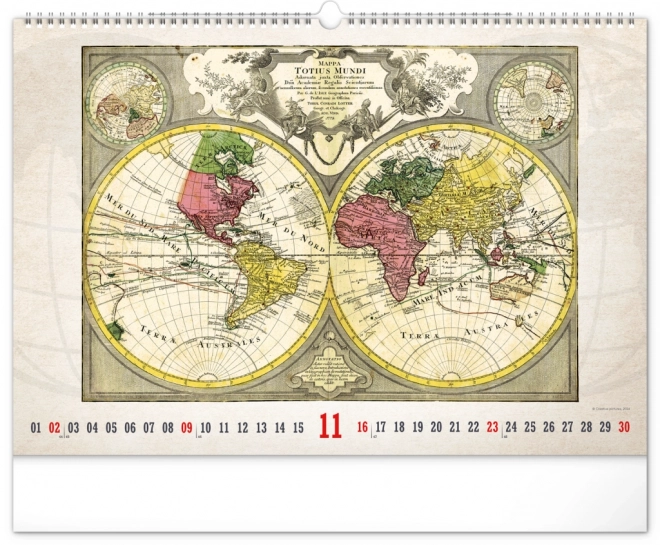 Wall calendar old maps 2025