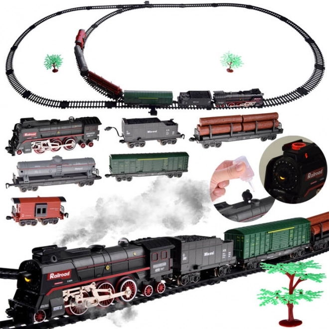 Electric Train Set with Smoke and Sound Effects