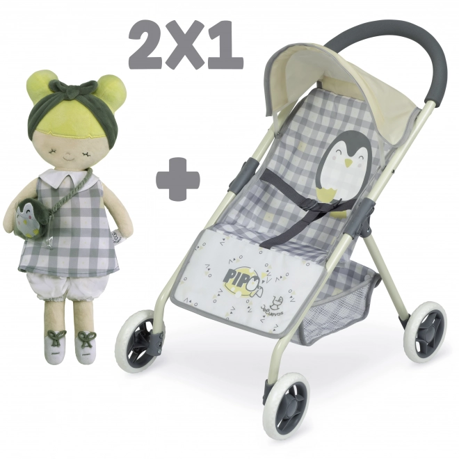 Sport Stroller for Dolls with Plush Doll PIPO