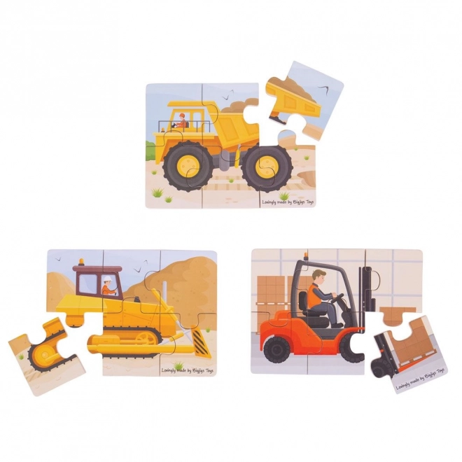 Bigjigs Toys 3-in-1 Construction Vehicles Puzzle